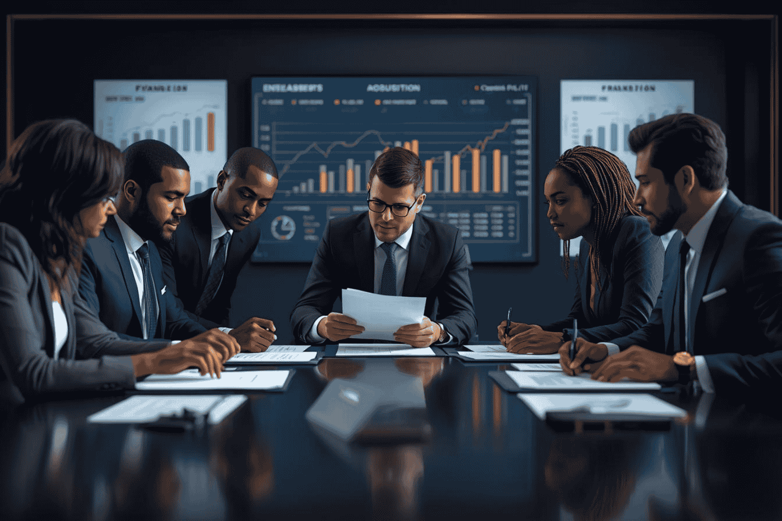 Business acquisition planning scene