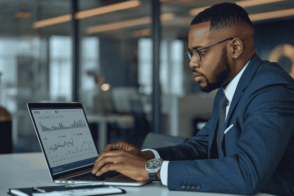 Executive reviewing capital allocation