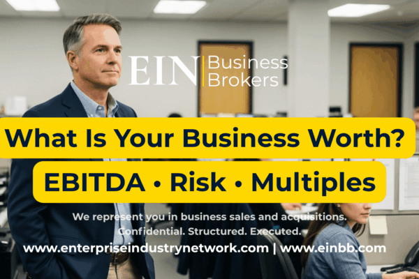 EIN Business Brokers video explaining how business owners can increase business valuation before selling by strengthening earnings, management, systems, growth, and buyer readiness.