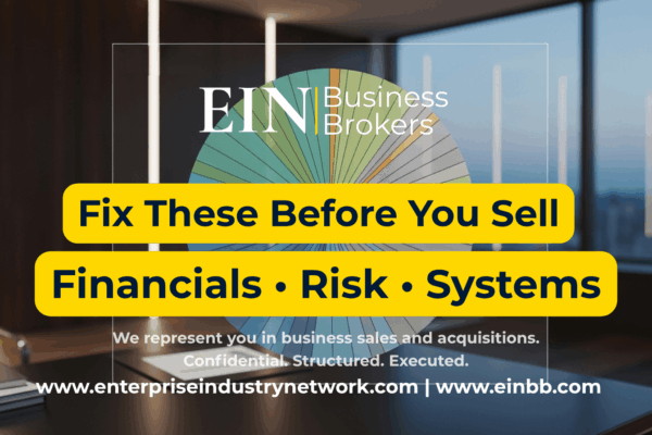 EIN Business Brokers video explaining what business owners should fix before selling, including financials, owner dependency, customer concentration, operations, and buyer readiness.