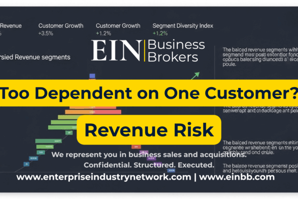 EIN Business Brokers video explaining customer concentration risk and how dependence on one major customer can reduce business value and buyer confidence.