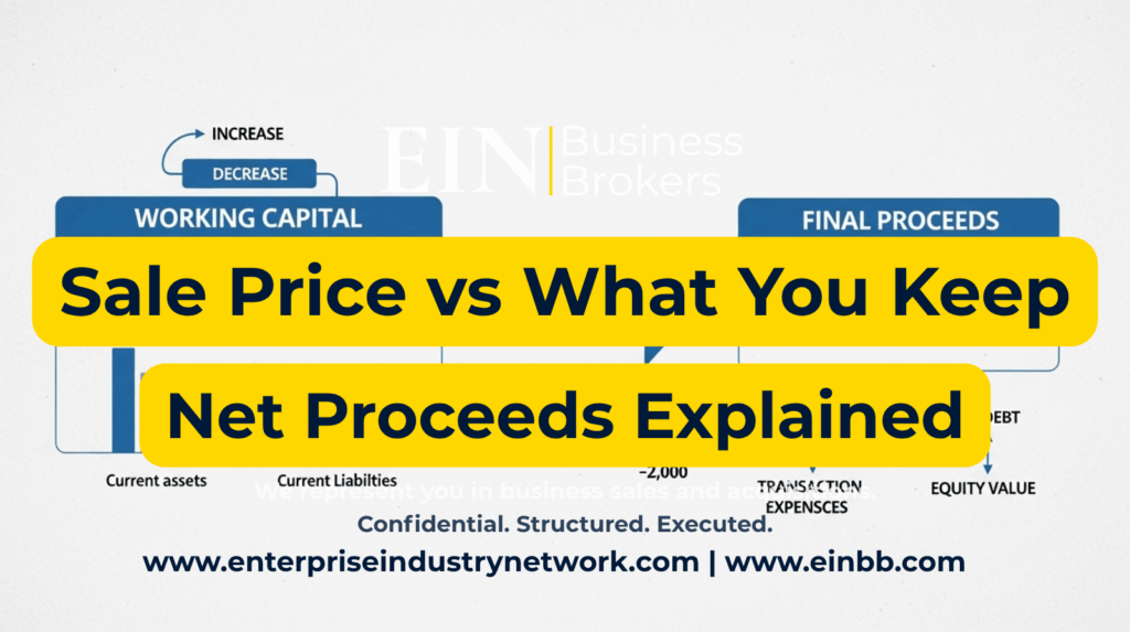 Purchase Price vs Net Proceeds When Selling a Business | What Sellers Actually Receive | EIN Business Brokers | Enterprise Industry Network