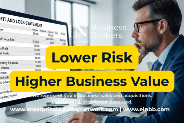 EIN Business Brokers video explaining how business owners can reduce financial, operational, legal, and buyer risks before selling a business.