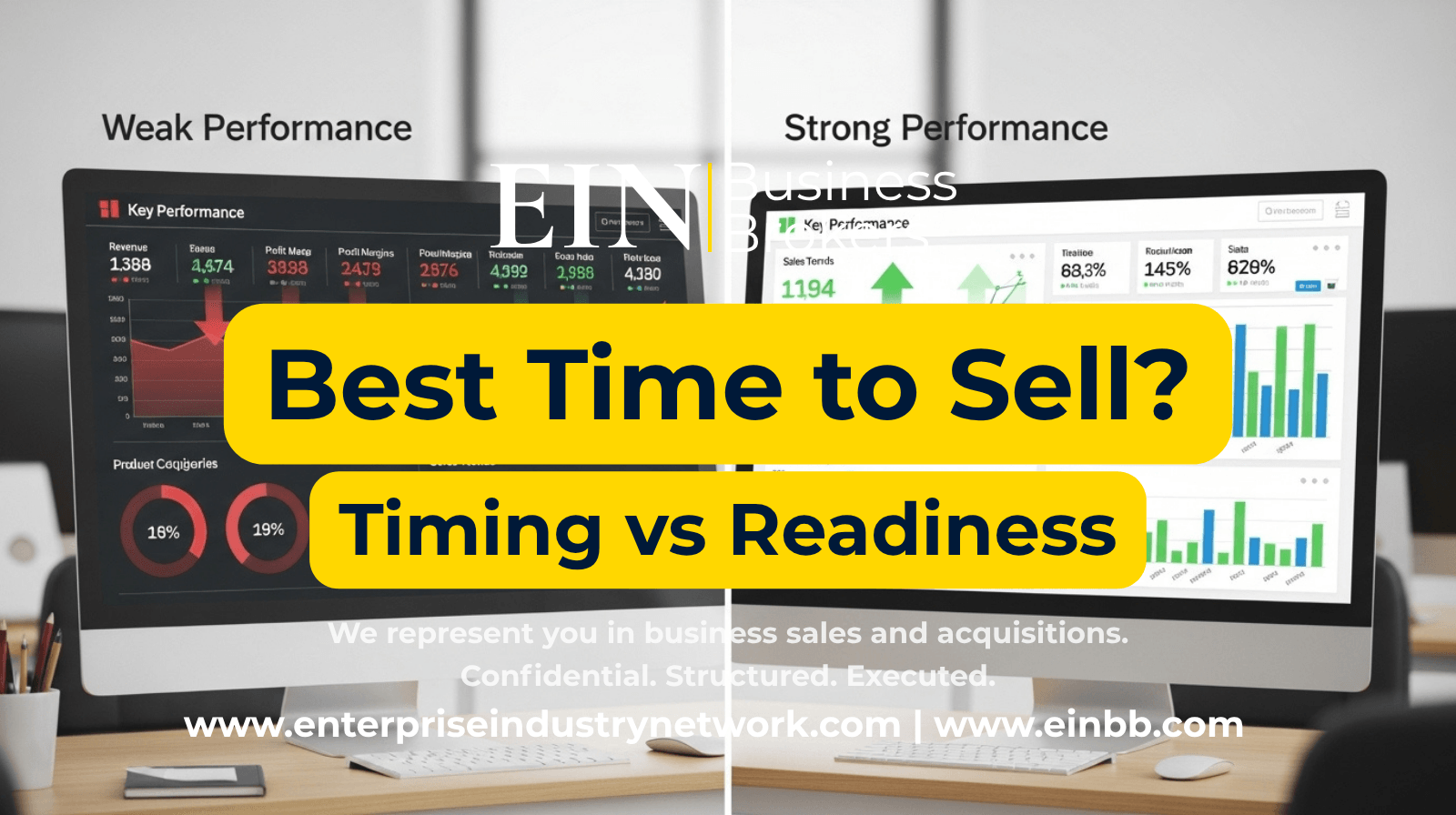 EIN Business Brokers video explaining the best time to sell a business and how market conditions, valuation, buyer demand, and owner readiness affect exit timing.