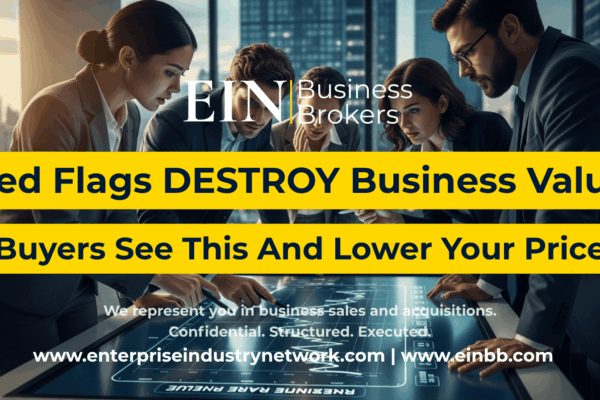 EIN Business Brokers video explaining seven red flags that can lower business value and create buyer concerns during due diligence.