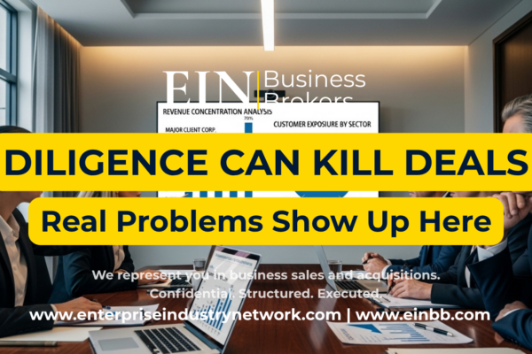 EIN Business Brokers video explaining business sale due diligence mistakes, hidden risks, and problems that can cause buyers to walk away from a deal.