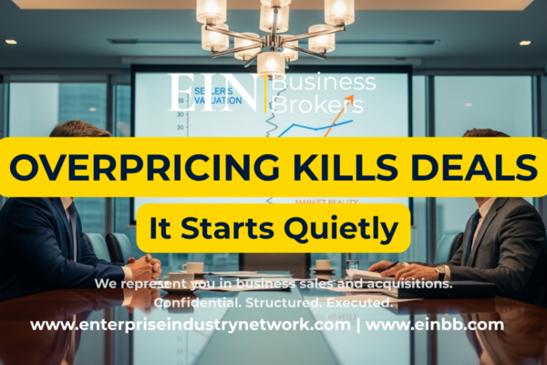 EIN Business Brokers video explaining how business overvaluation can reduce buyer interest and cause a business sale to fail.