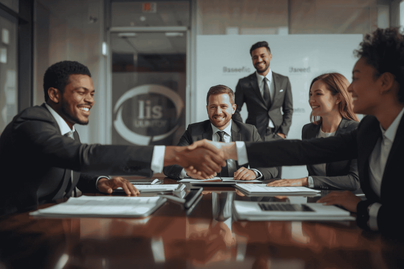 Buyer evaluating business acquisition documents and reports