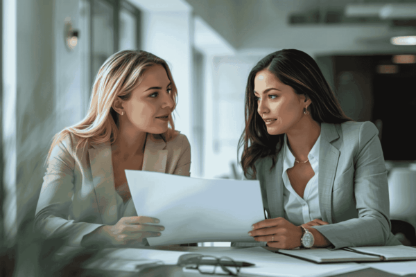 Business partners reviewing ownership and equity structure