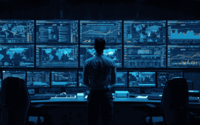 Executive reviewing transportation and logistics efficiency dashboards