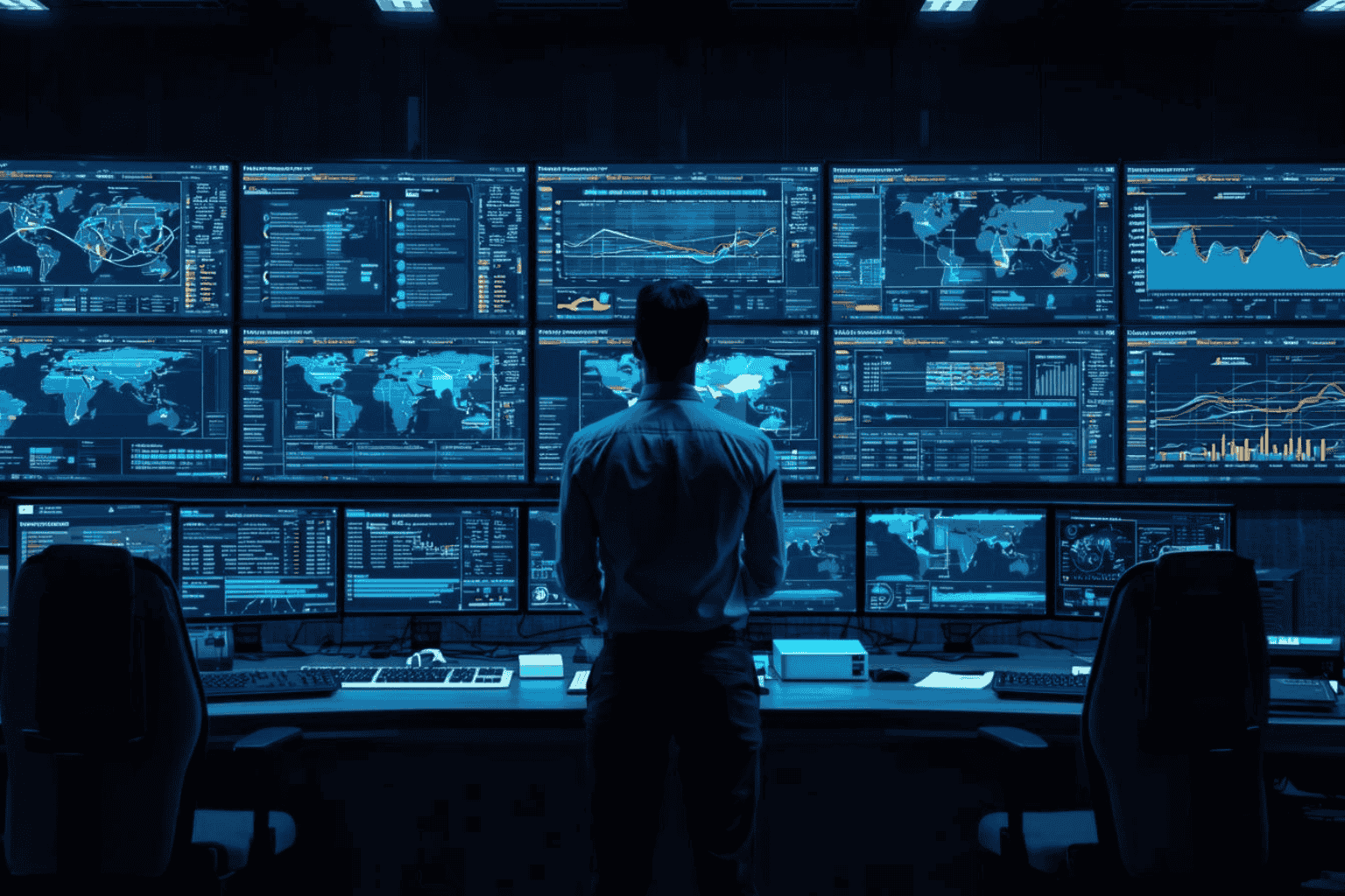 Executive reviewing transportation and logistics efficiency dashboards