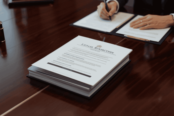 Legal transaction documents prepared for business deal review