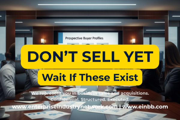EIN Business Brokers video explaining when business owners should not sell and how strategic exit timing can affect business value and sale outcomes.