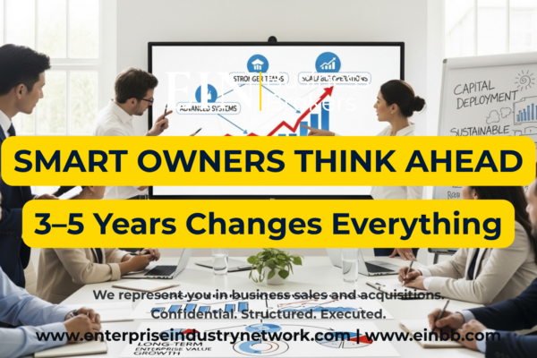 EIN Business Brokers video explaining why owners should plan three to five years before selling a business to build value and improve exit readiness.