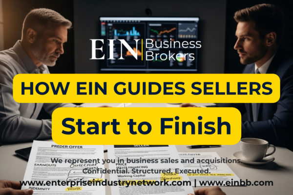 EIN Business Brokers video explaining how a business broker helps sellers through the complete business sale process from preparation to closing.