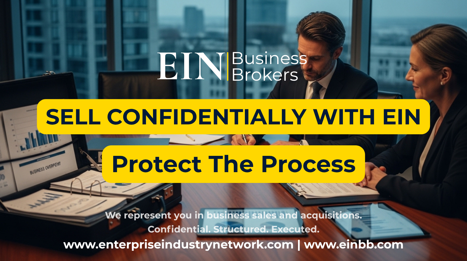 Confidential business sale video from EIN Business Brokers explaining how sellers protect sensitive information and business value during a sale.