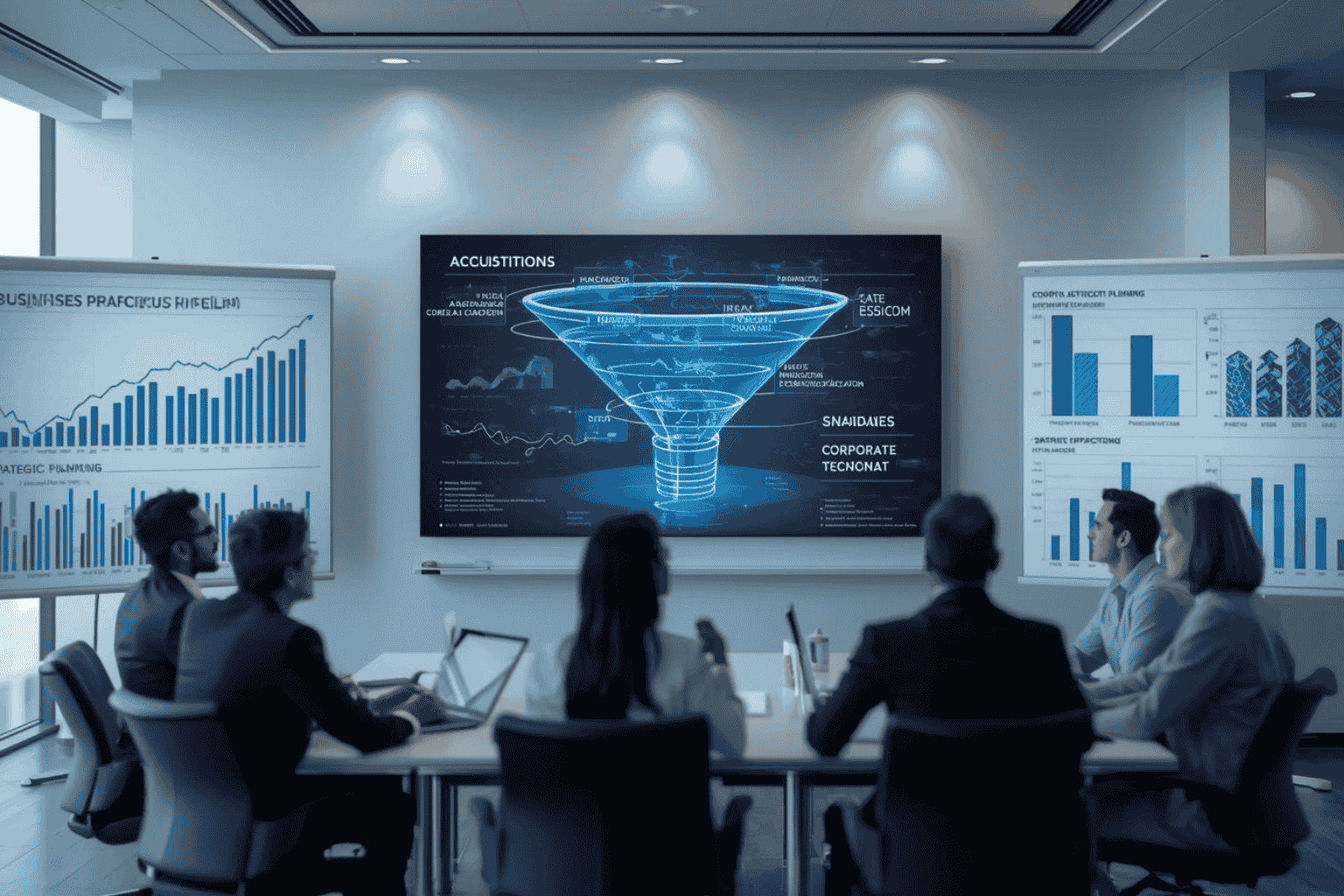 Business leaders reviewing acquisition pipeline strategy