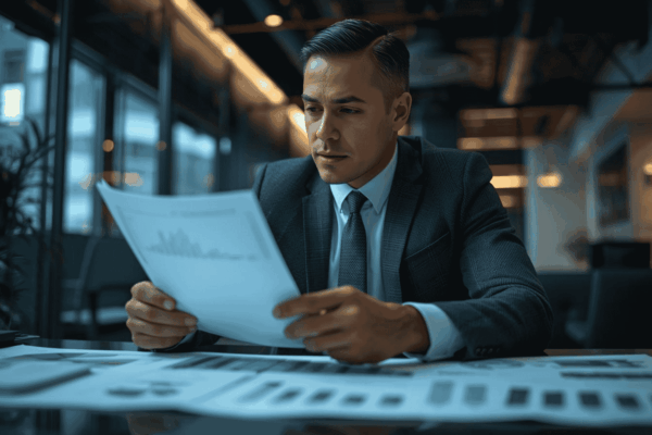 Professional evaluating business ownership opportunity