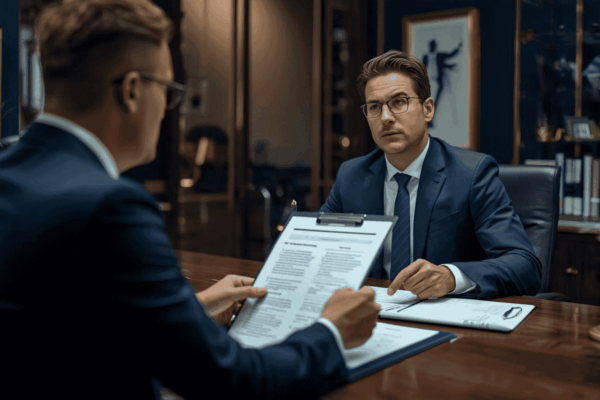 Broker reviewing buyer financial qualifications before advancing a business acquisition discussion