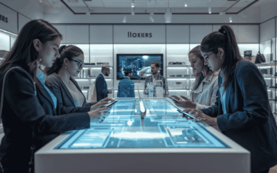 Customers using digital payments in modern retail environment