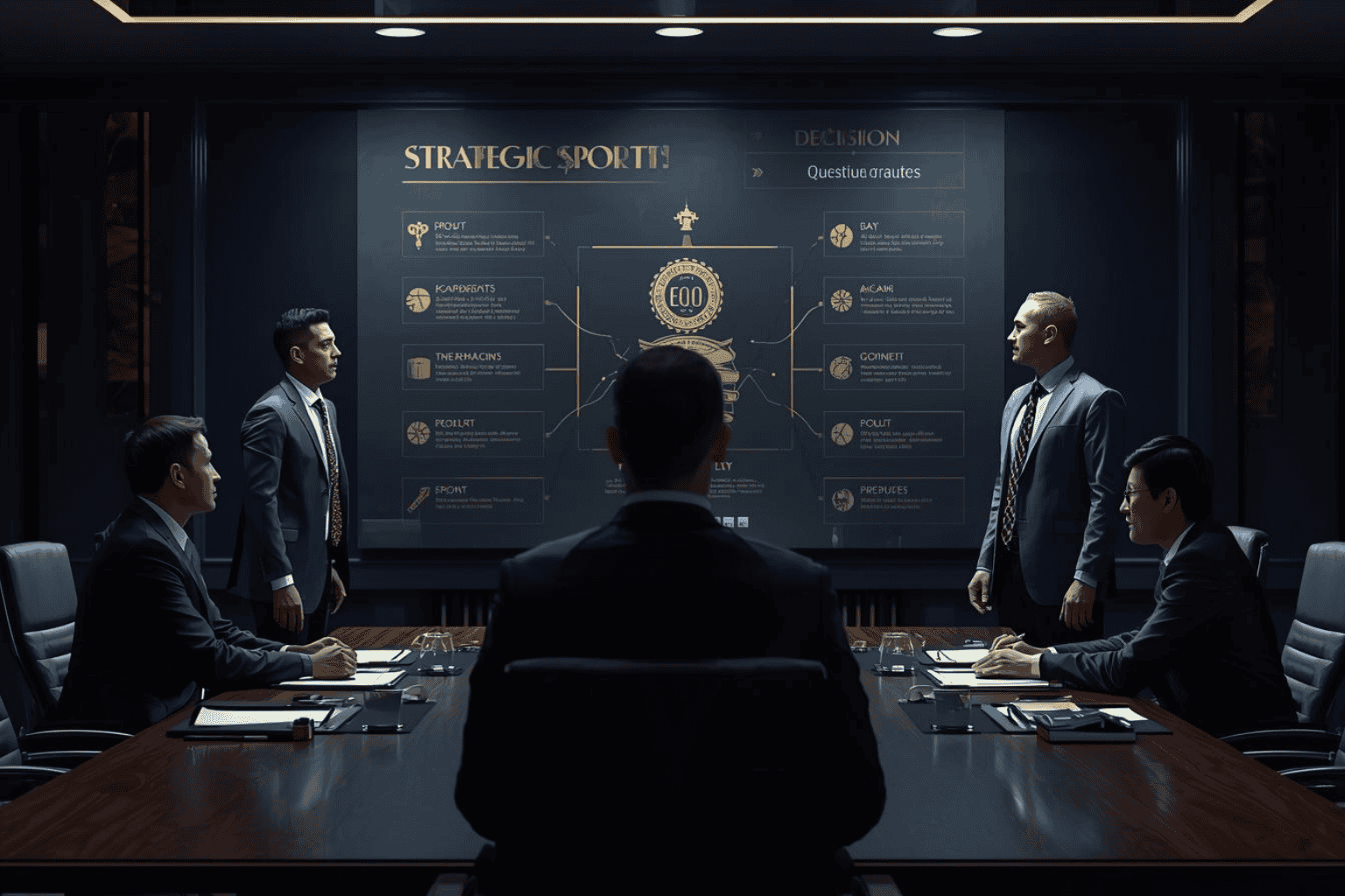 Leadership team reviewing strategic priorities to resolve decision bottlenecks