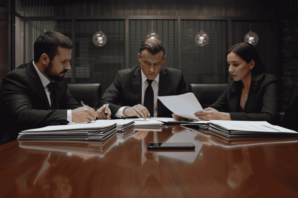 Advisors conducting due diligence for a business acquisition