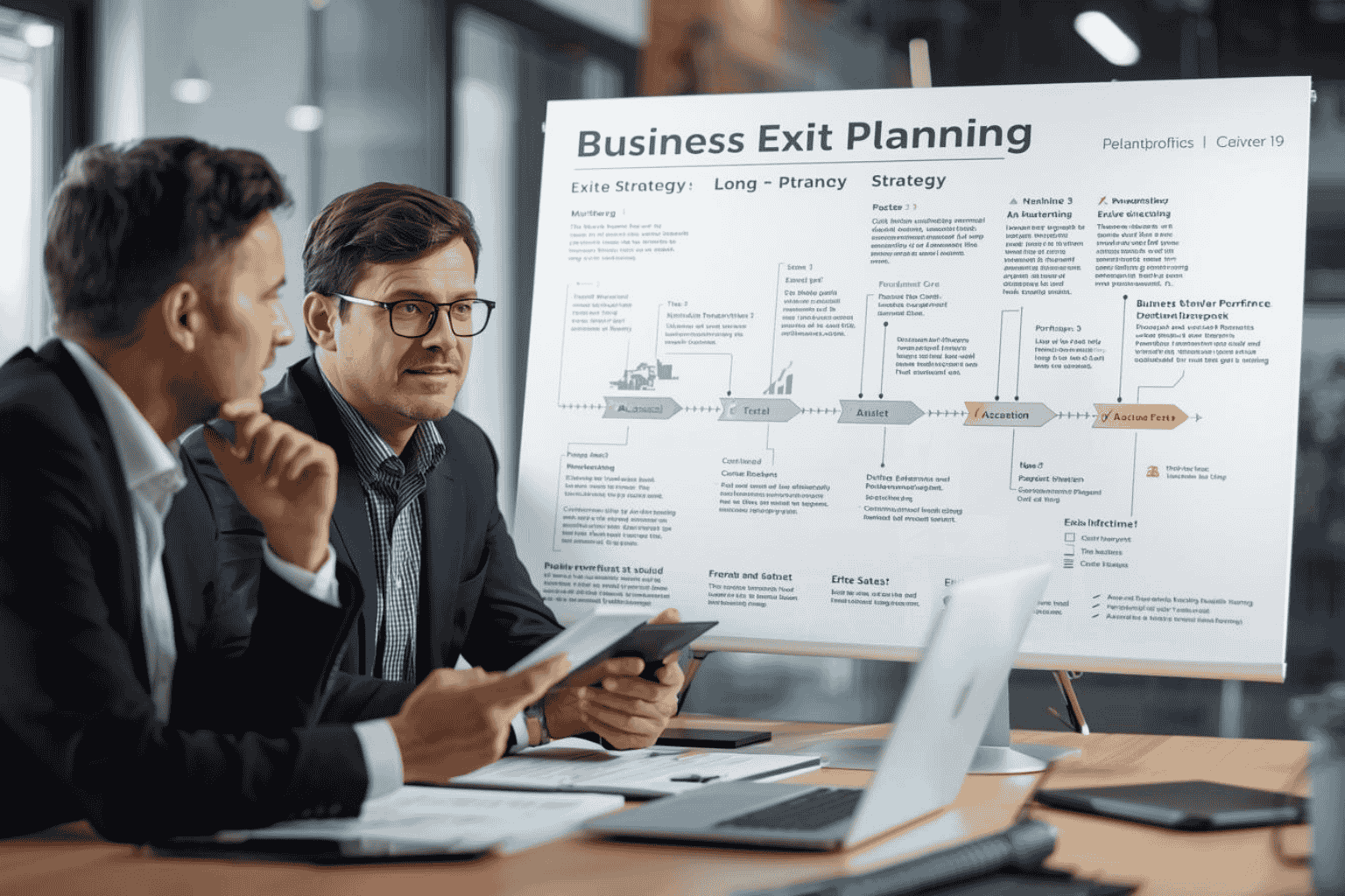 Business owner planning long-term exit strategy with advisor