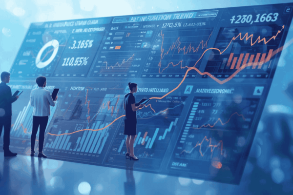 Investors reviewing inflation trend charts