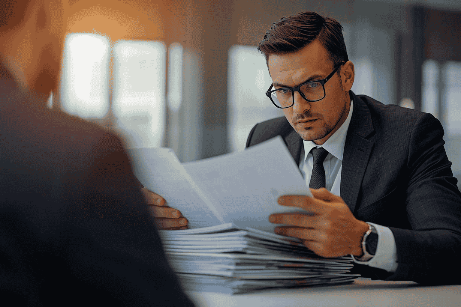 Investor reviewing business proposals for funding decisions