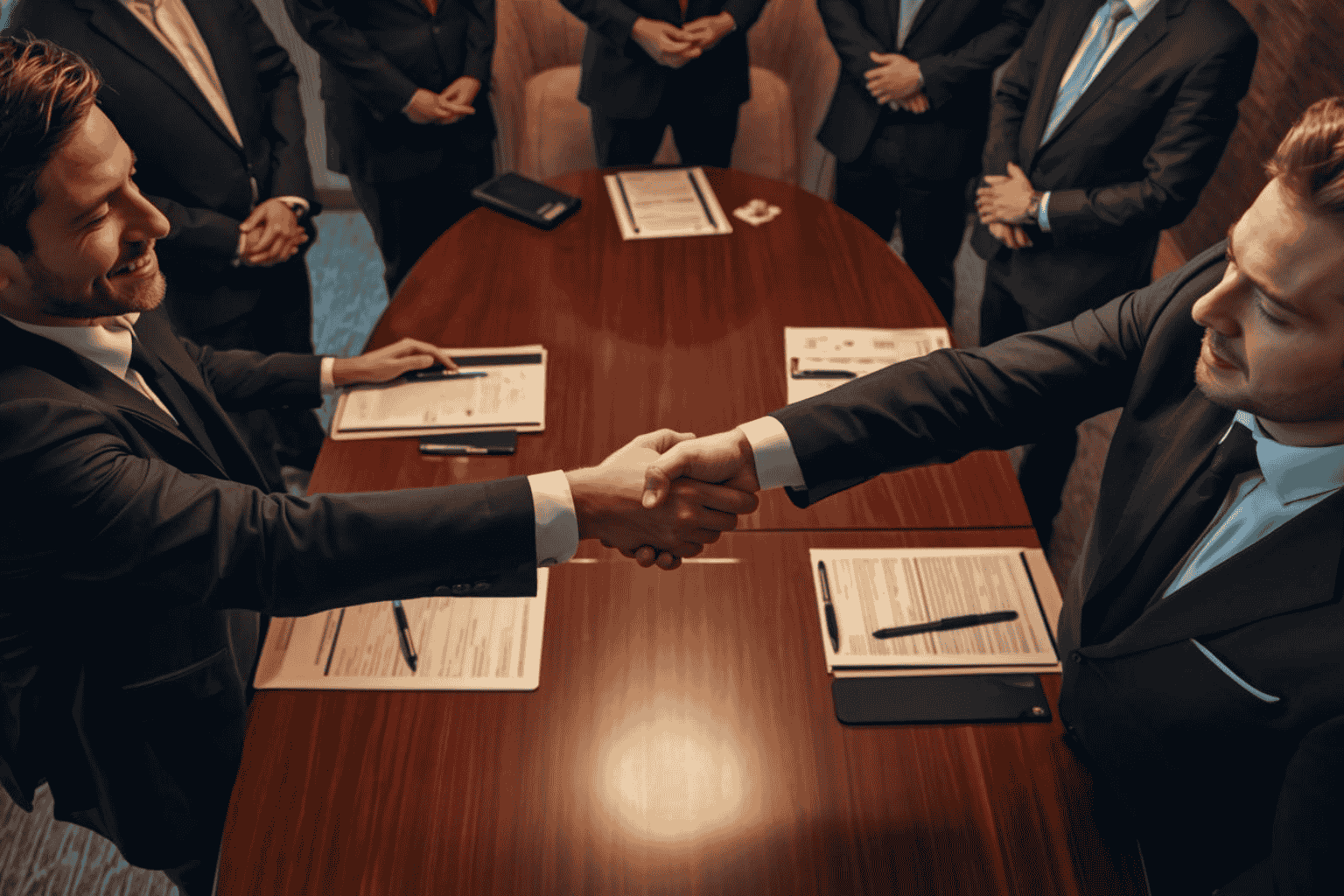 Executives finalizing mid-market acquisition deal