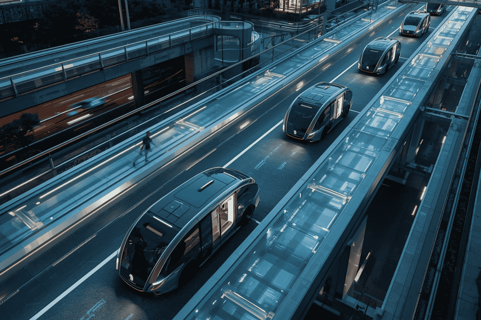 Futuristic transportation systems with electric and autonomous vehicles