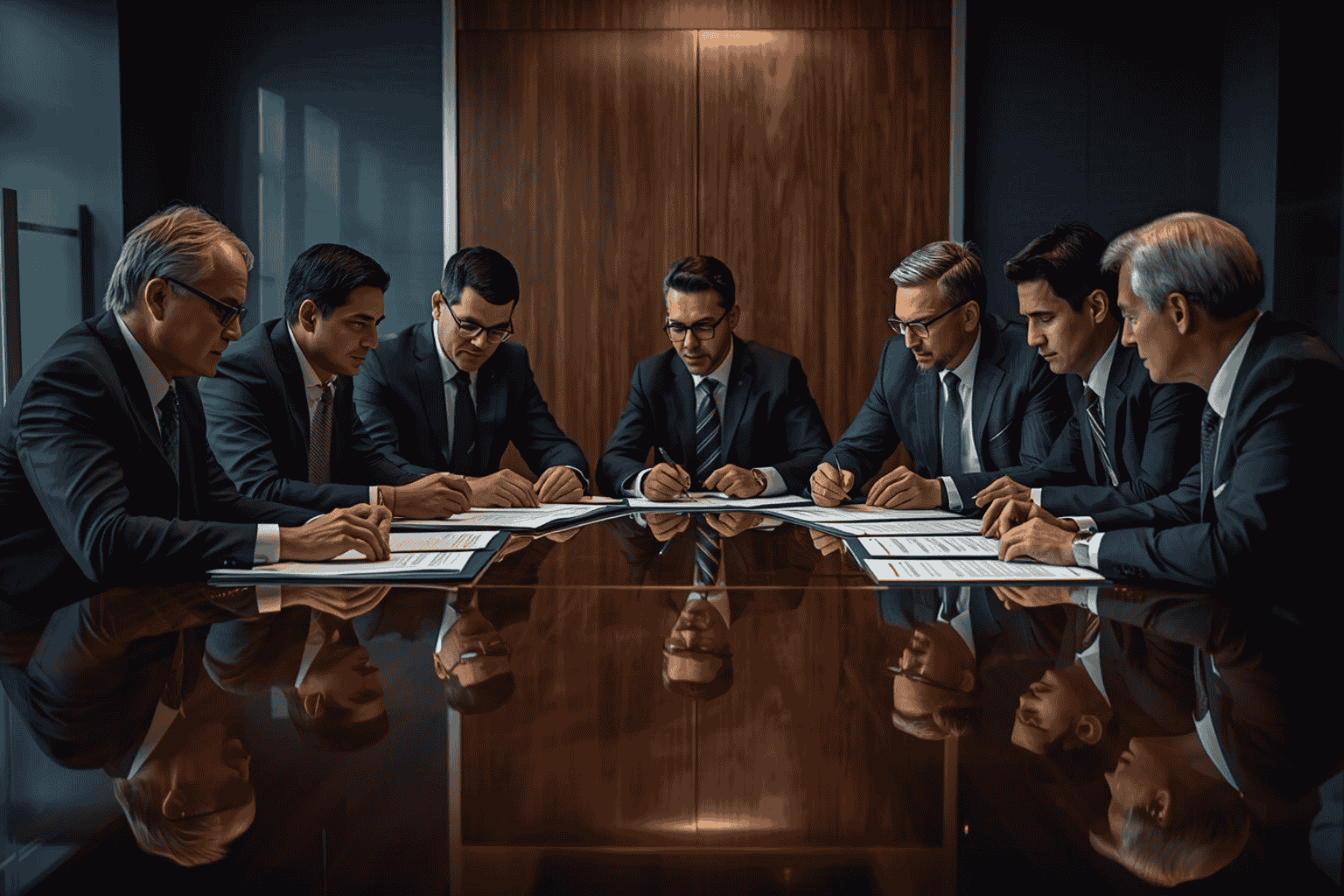 Business founders reviewing ownership structure and investment documents