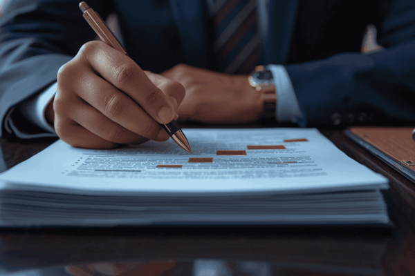 Attorney reviewing legal risks before a business transaction begins