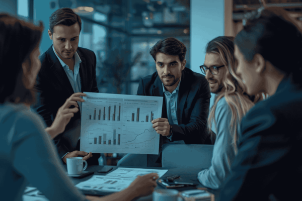 Executives analyzing recurring revenue business model valuation