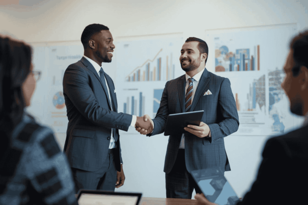 Business acquisition discussion between buyer and advisors