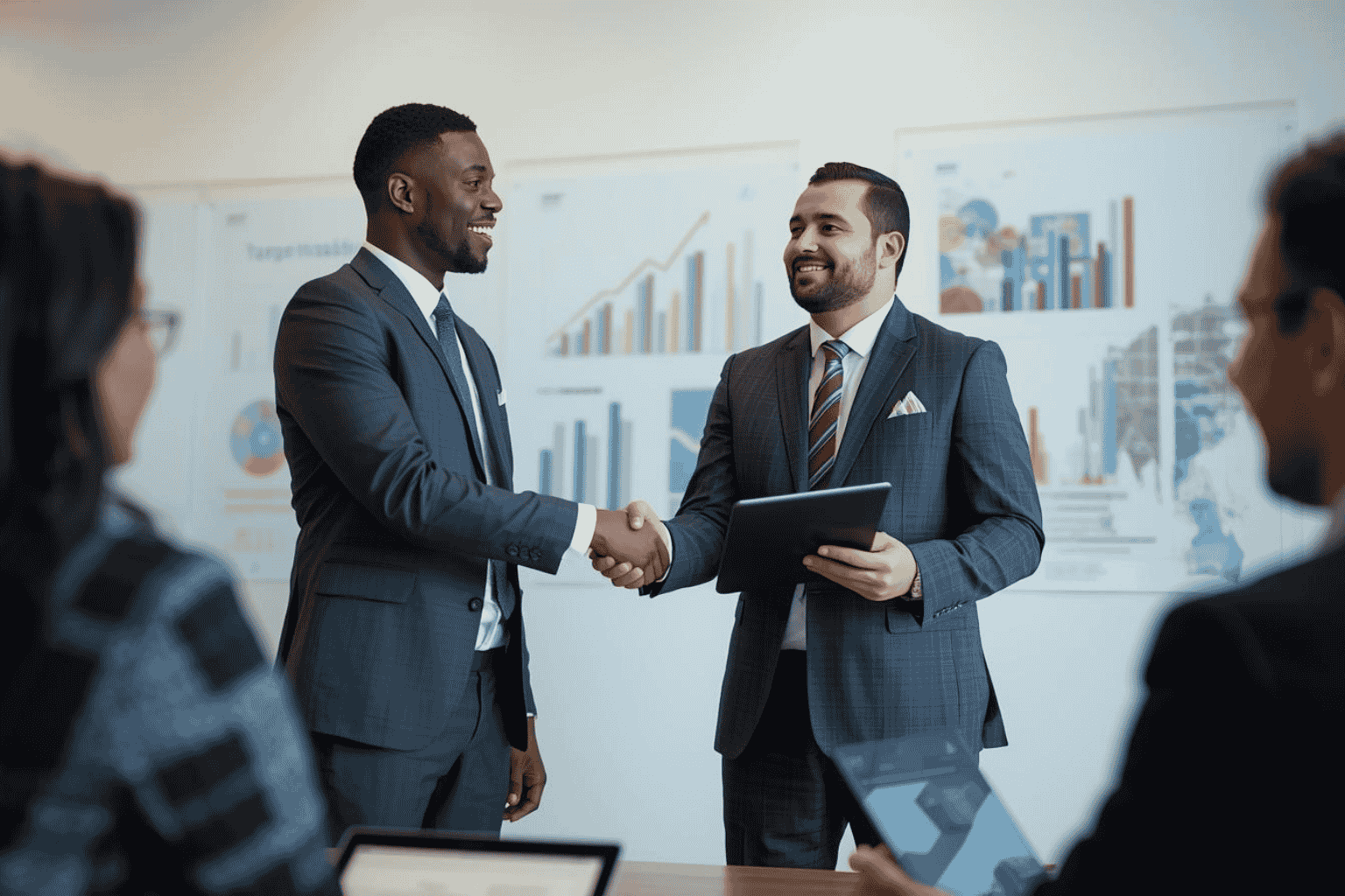 Business acquisition discussion between buyer and advisors