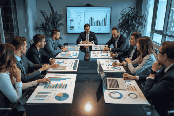 Founders and investors discussing structured funding strategy