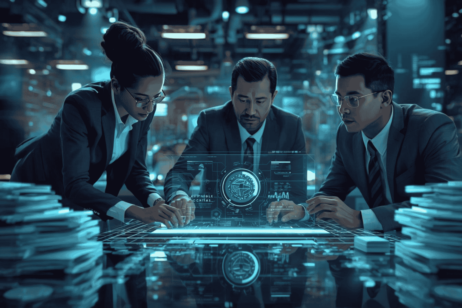 Executives reviewing AI governance and automation risk controls