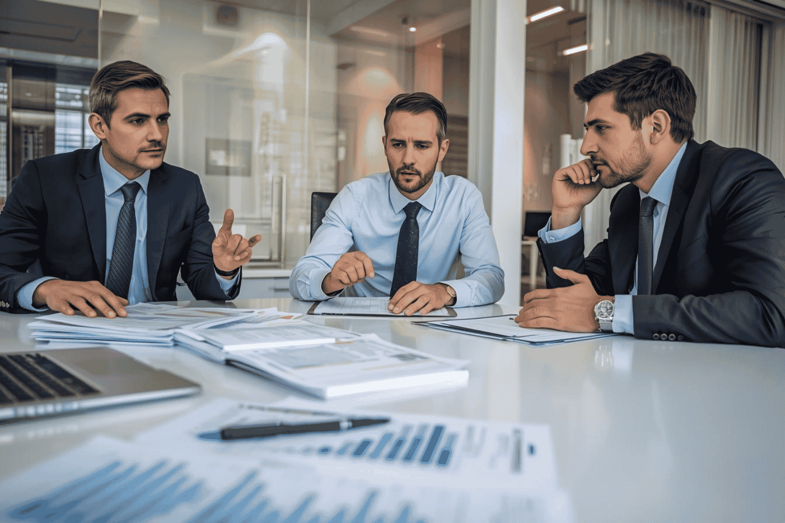Lender reviewing debt service coverage ratio with business owner