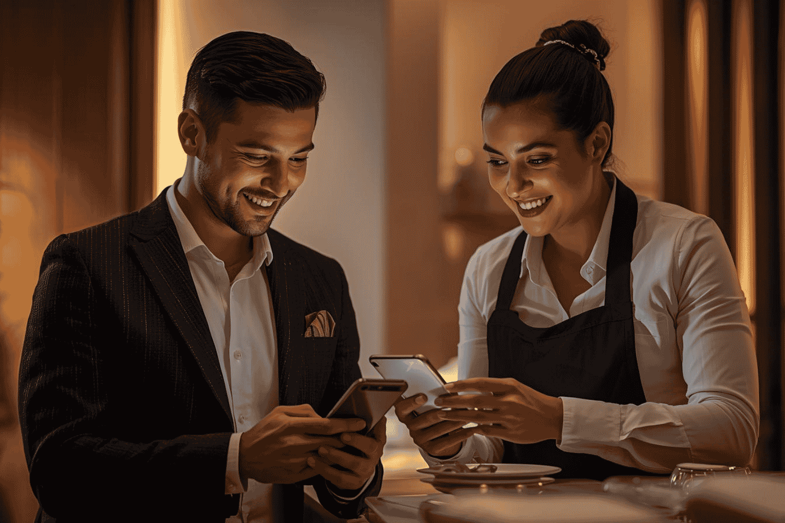 Hotel guest using personalized hospitality service app