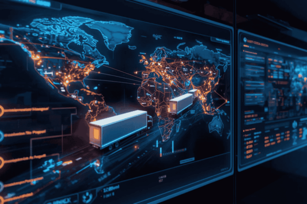 Fleet management dashboard tracking logistics vehicles