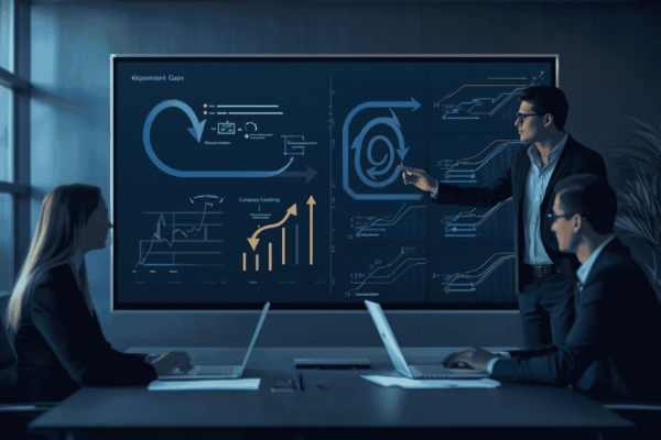 Consulting advisor reviewing internal alignment gaps across growing business teams