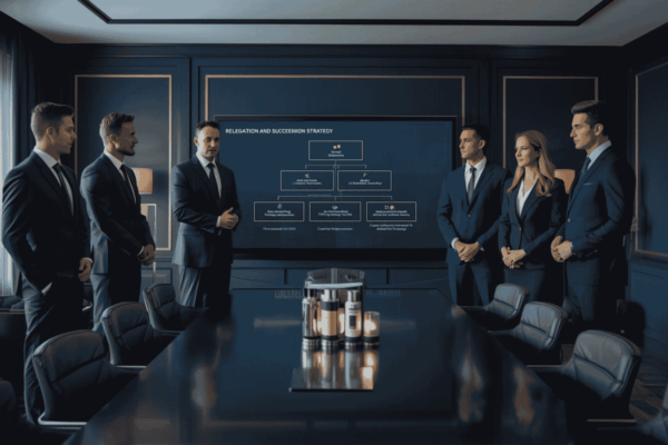 Business founder reviewing leadership continuity and delegation strategy