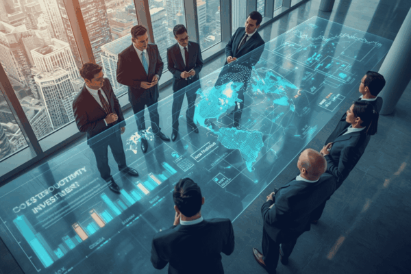 Executives reviewing productivity investment strategy during cost pressure