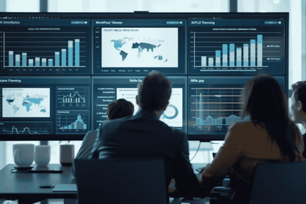 Executives using workforce intelligence dashboard for talent planning