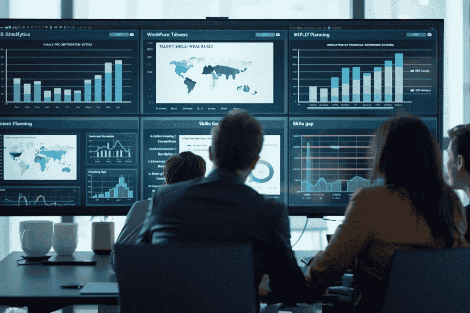 Executives using workforce intelligence dashboard for talent planning