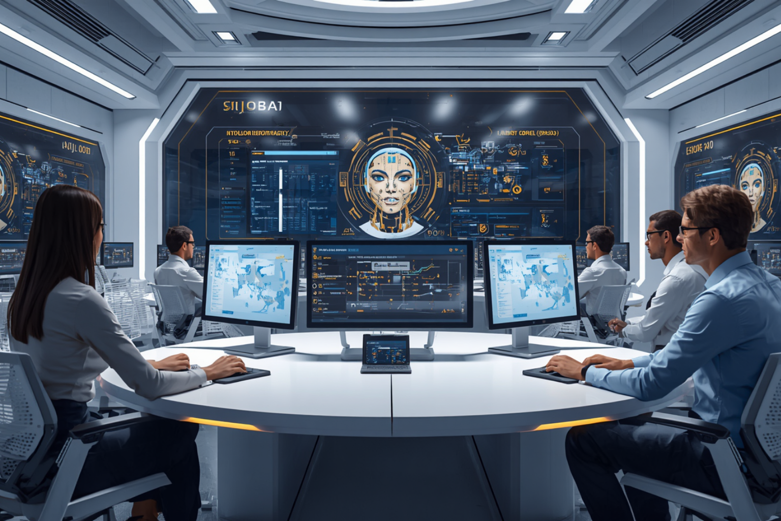 Enterprise technology team monitoring AI systems and automated workflows
