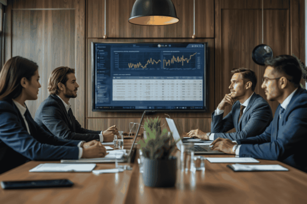 Business leaders reviewing capital planning and financial flexibility strategies