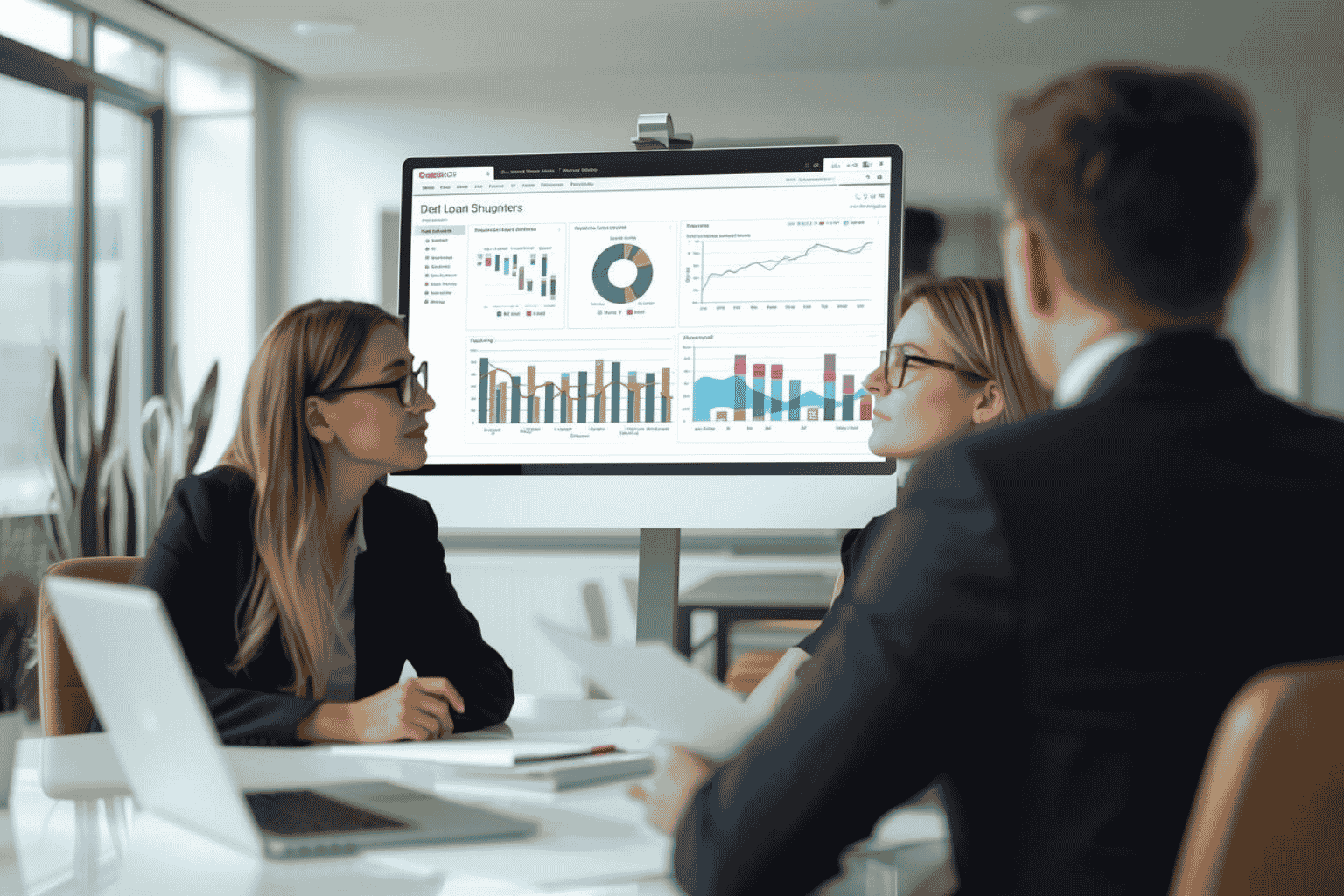 Business owner and lender reviewing debt capacity analysis