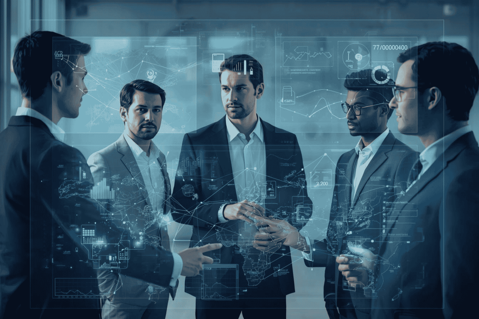 Executives reviewing digital infrastructure investment for business growth corridors